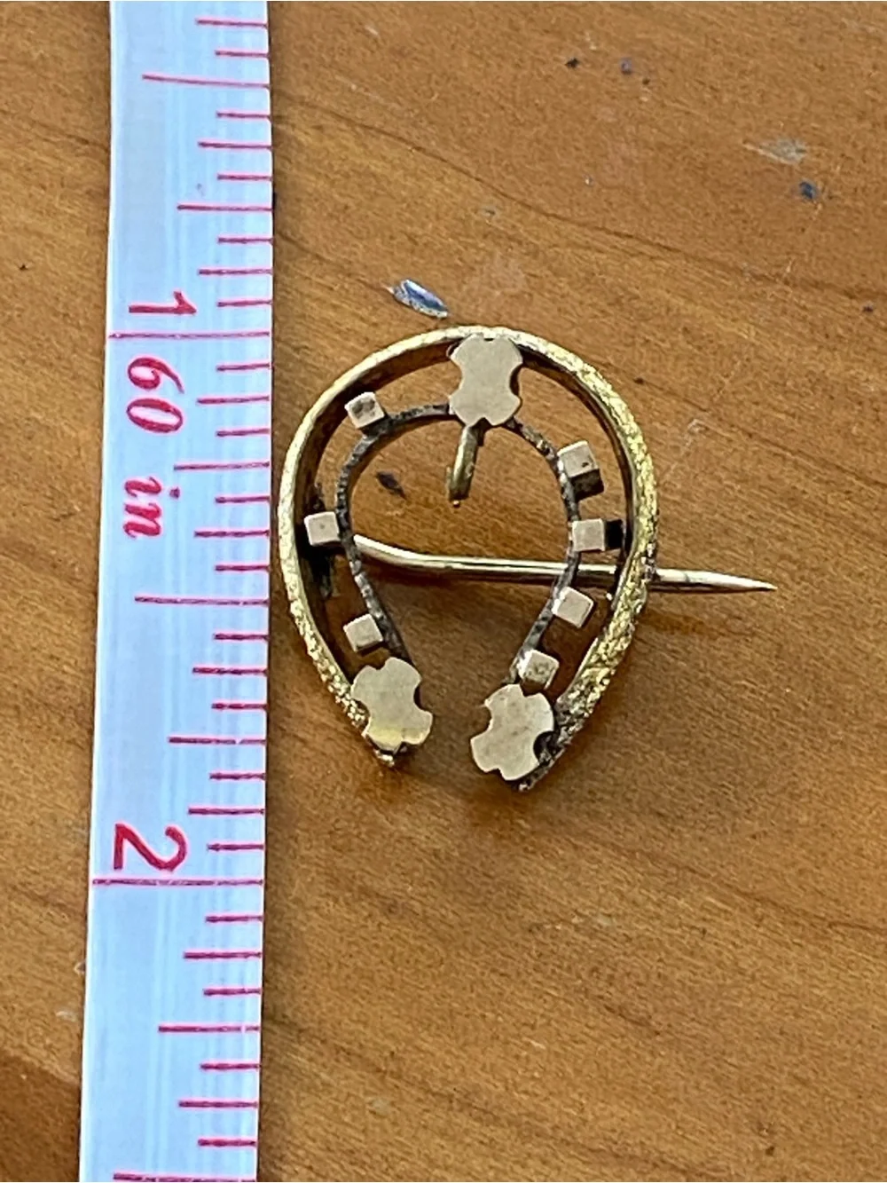 Antique Gold Plated Horseshoe Brooch